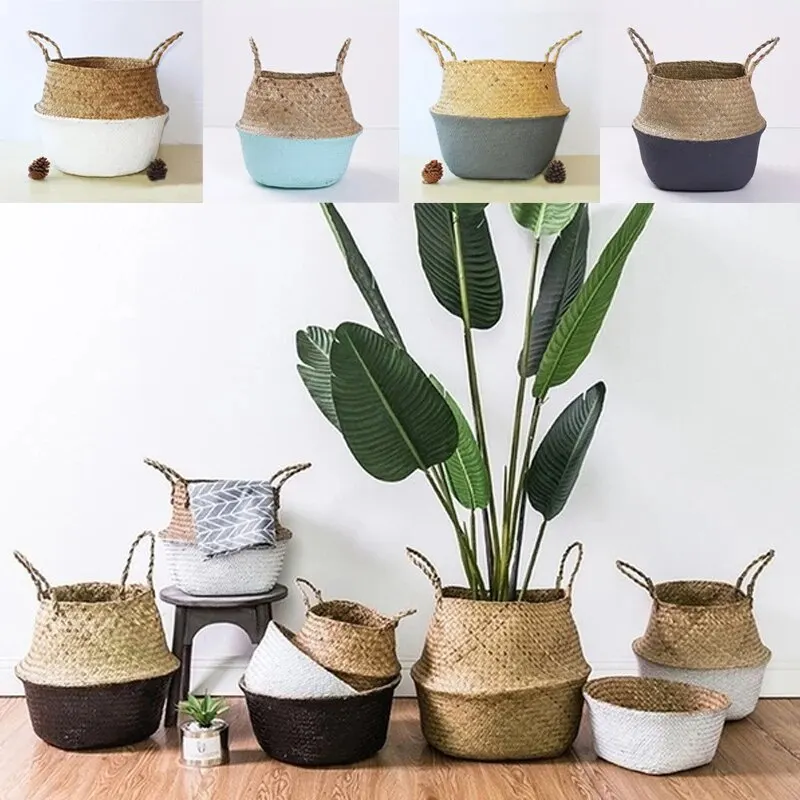 Panier pliable en jacinthe d'eau tressé | Cache Pot