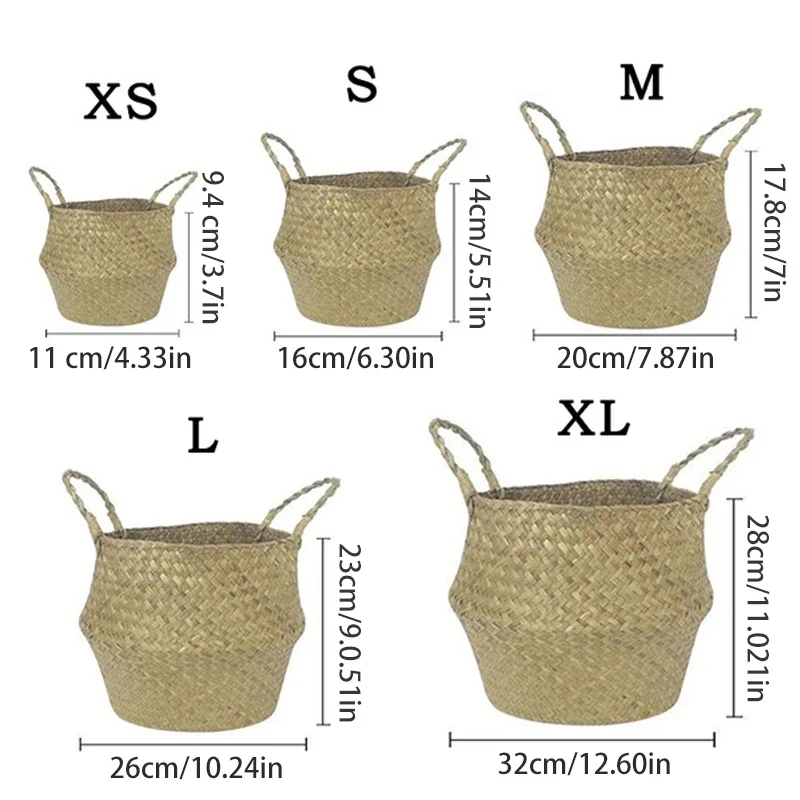 Panier pliable en jacinthe d'eau tressé | Cache Pot