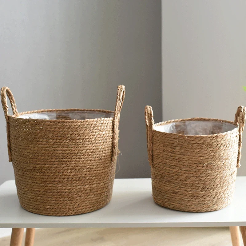 Panier Cache-Pot en Paille Tressée