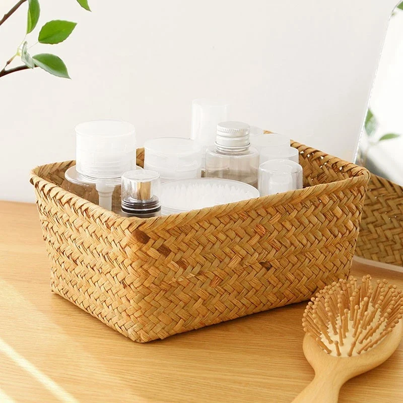 Panier de rangement en osier tissé à la main