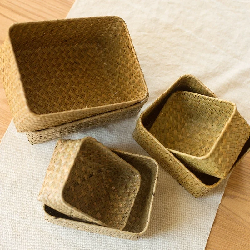 Panier de rangement en osier tissé à la main