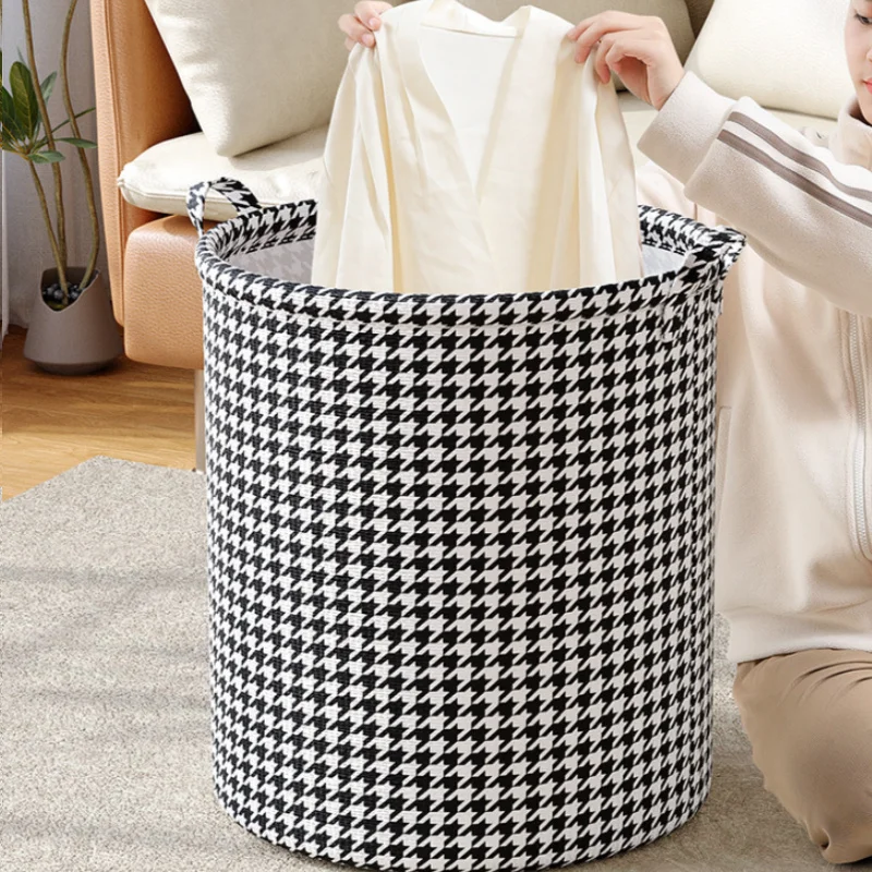 Panier à Linge Pliable à Motif Pied-de-Poule