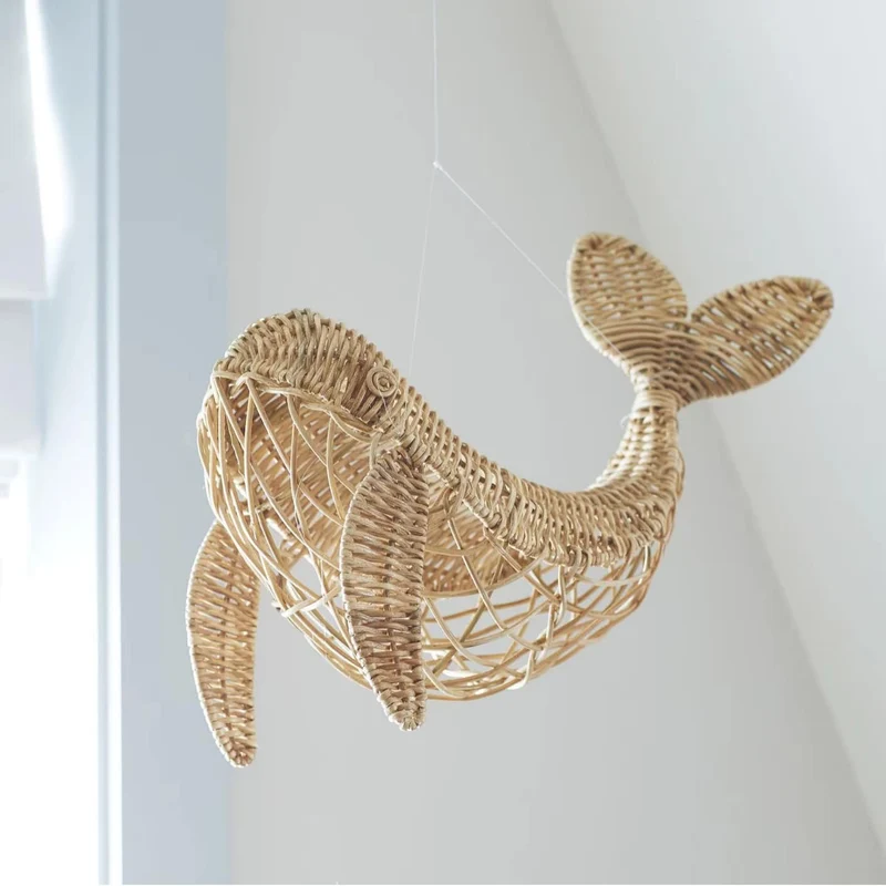 Baleine Décorative Suspendue en Rotin