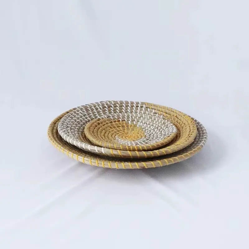 Lot de 3 Assiettes Décoratives en Rotin
