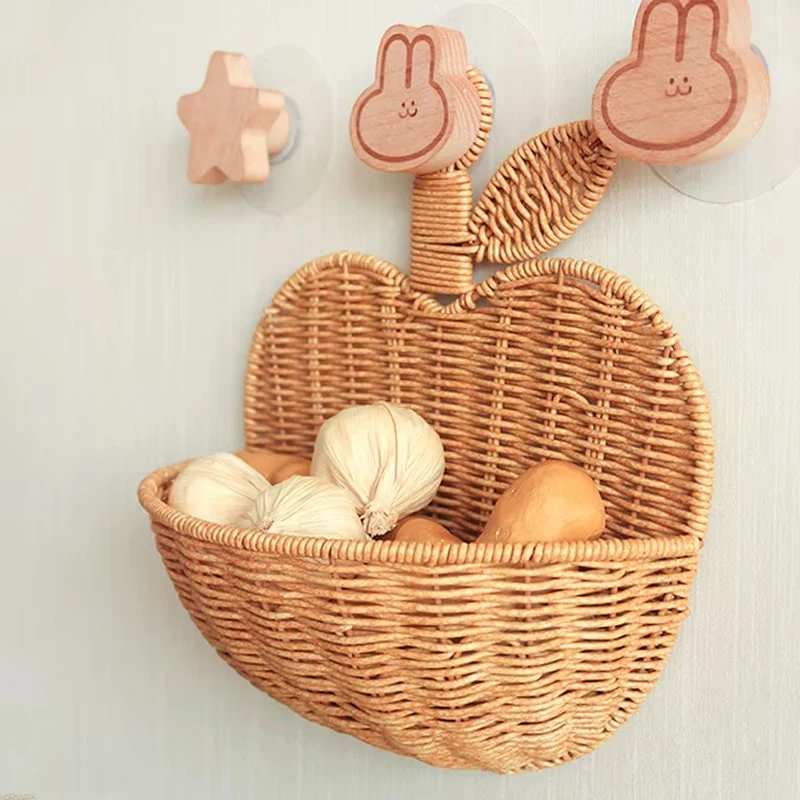 Panier Mural en Rotin en Forme de Pomme