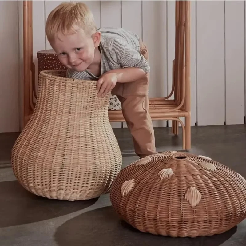 Panier de Rangement en Rotin au Design Champignon