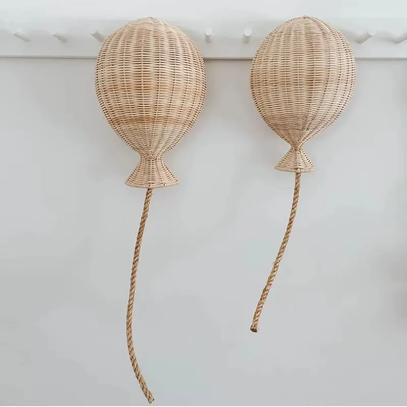 Ensemble de 2 Accessoires en Rotin en Forme de Ballons
