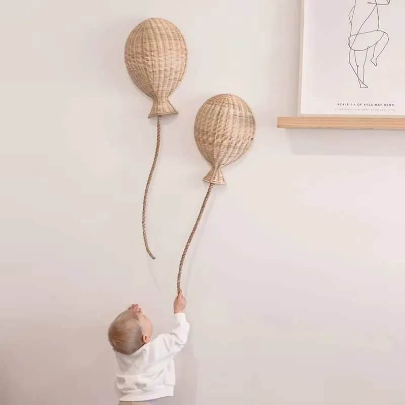 Ensemble de 2 Accessoires en Rotin en Forme de Ballons