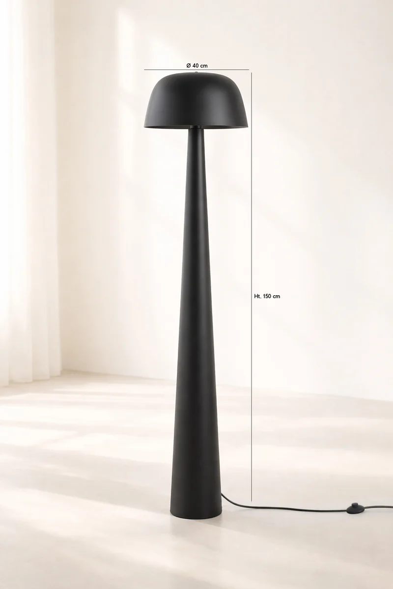 Kalysta - Lampadaire en métal noir mat