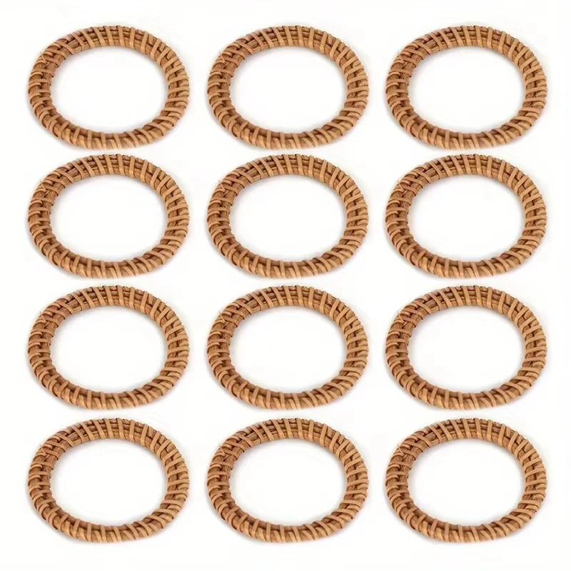 Lot de 12 Ronds de Serviette en Rotin