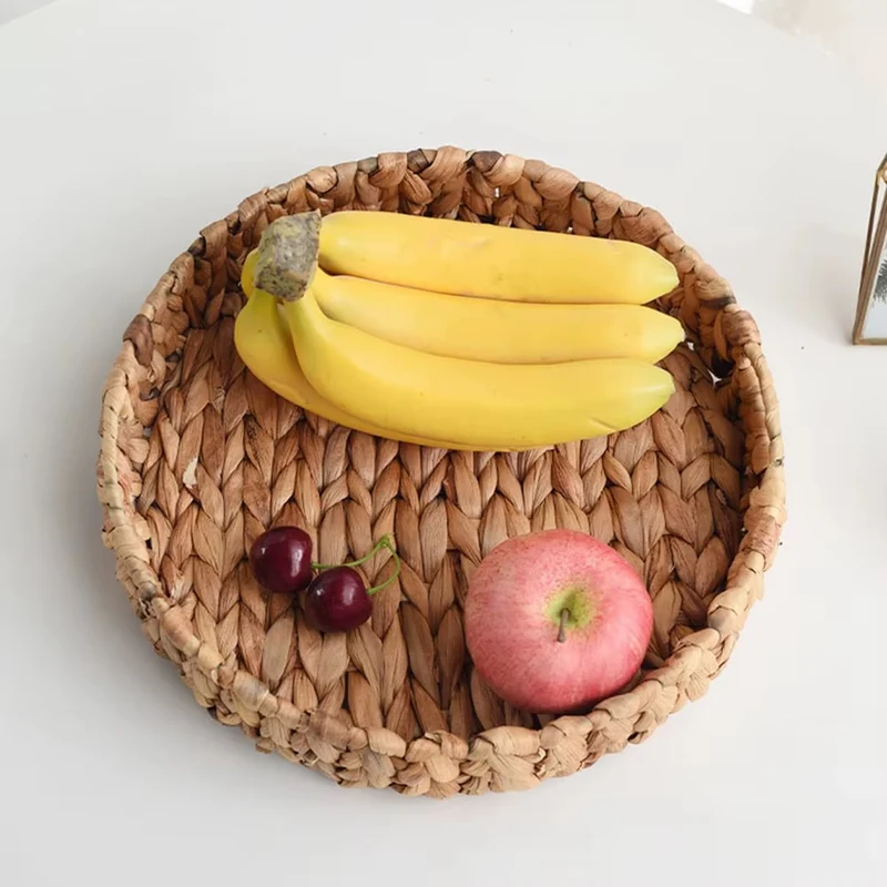 Plateau Rotin Rond et Tressé