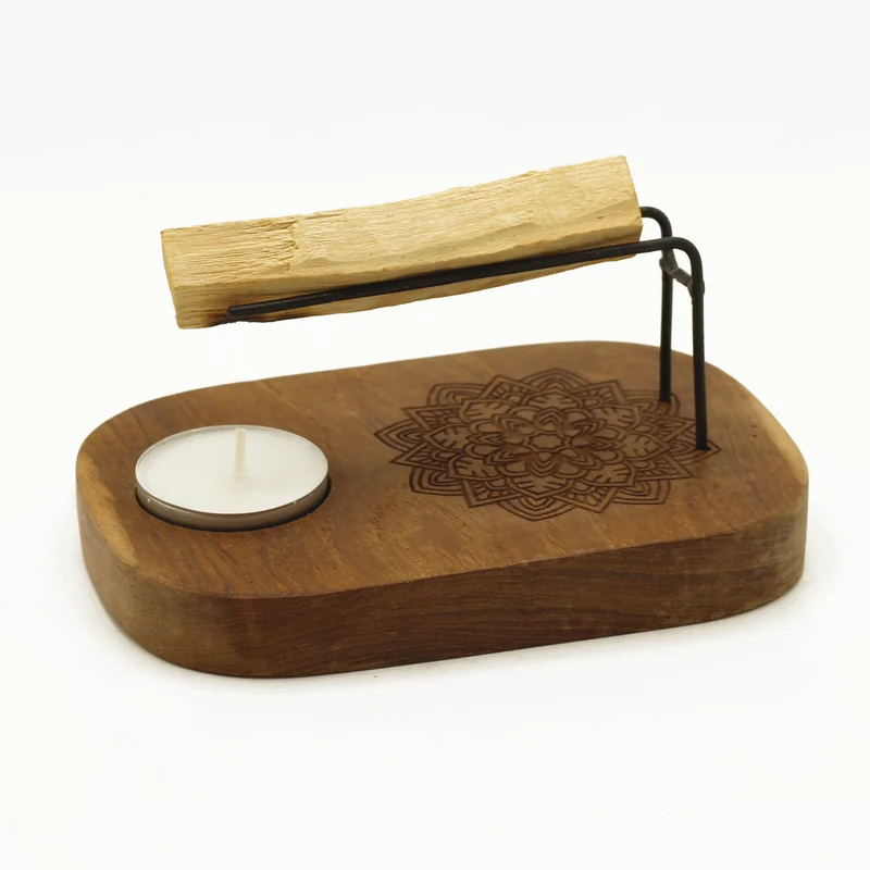Brûleur Sauge ou Palo Santo - Bois de Teck - Design Yin & Yang