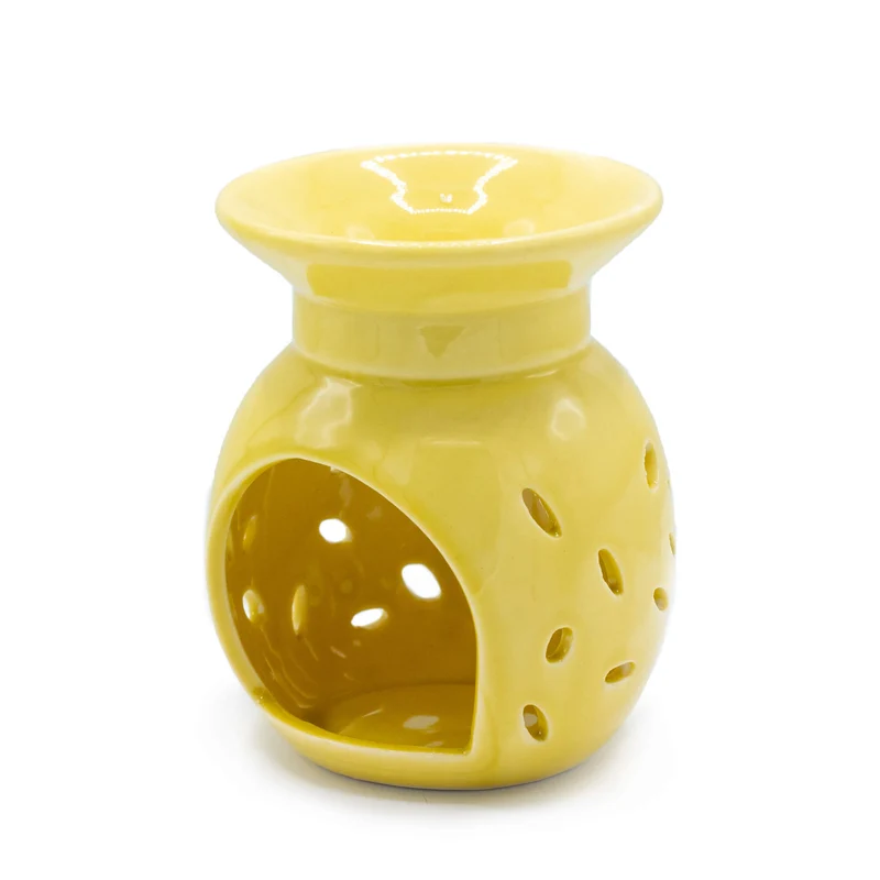 Brûleur à Huile Floral céramique - Crème