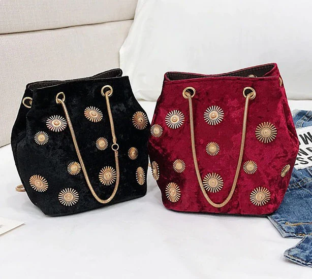 sac seau velours cassiopee