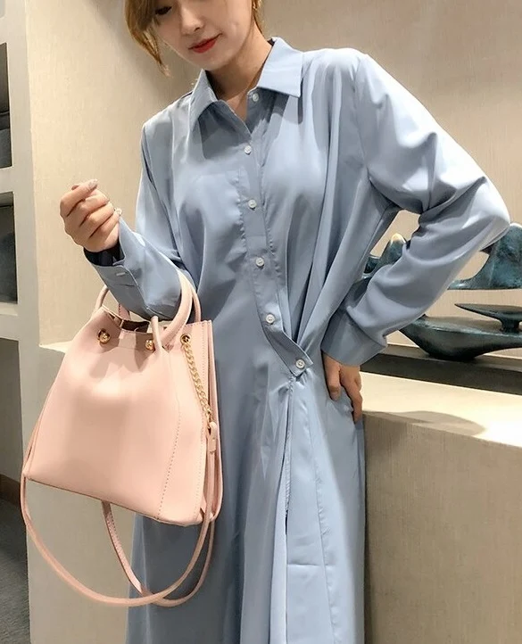 Sac seau cuir rose