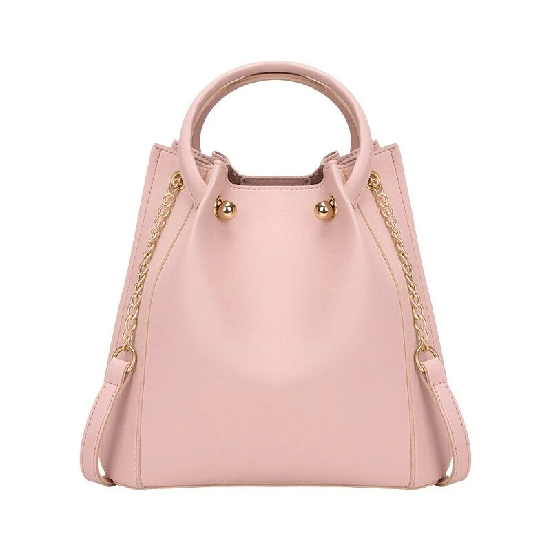 Sac seau cuir rose