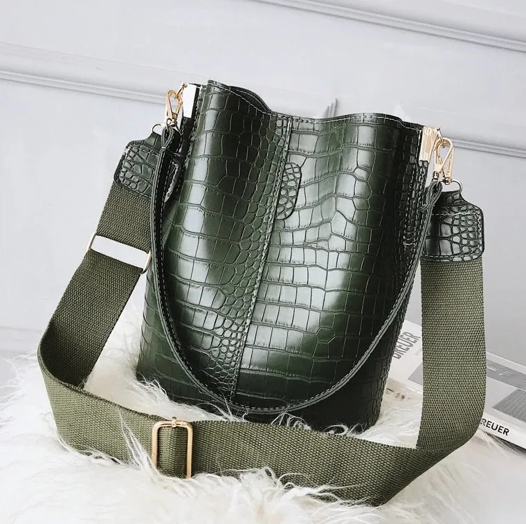 Sac Seau croco vert
