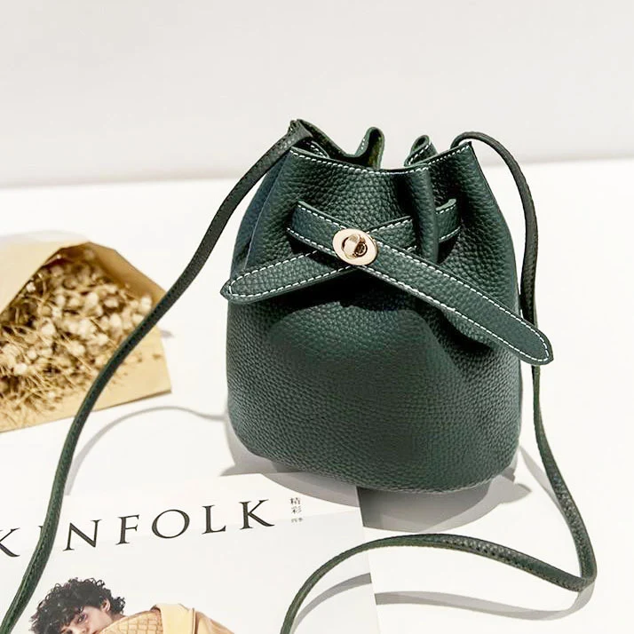 Sac seau cuir vert
