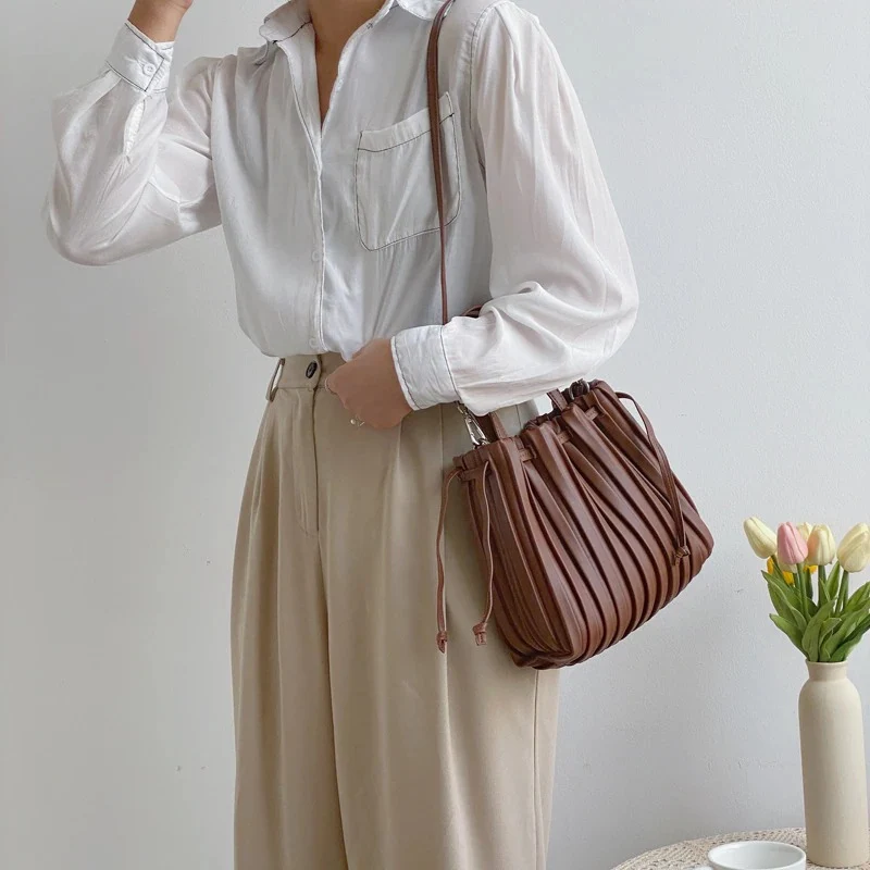 Sac plissé en Camel