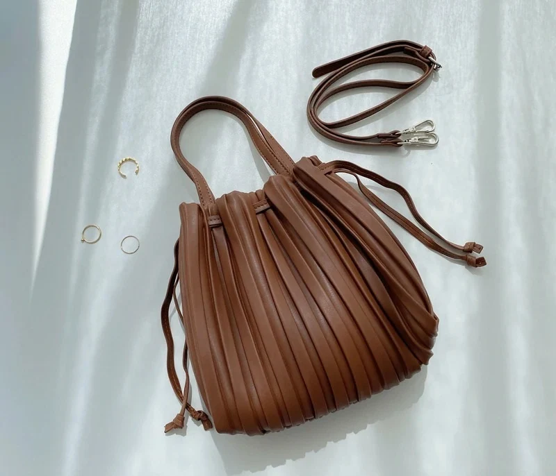 Sac plissé en Camel