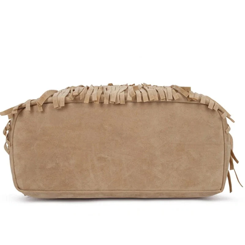 Sac seau à franges en beige