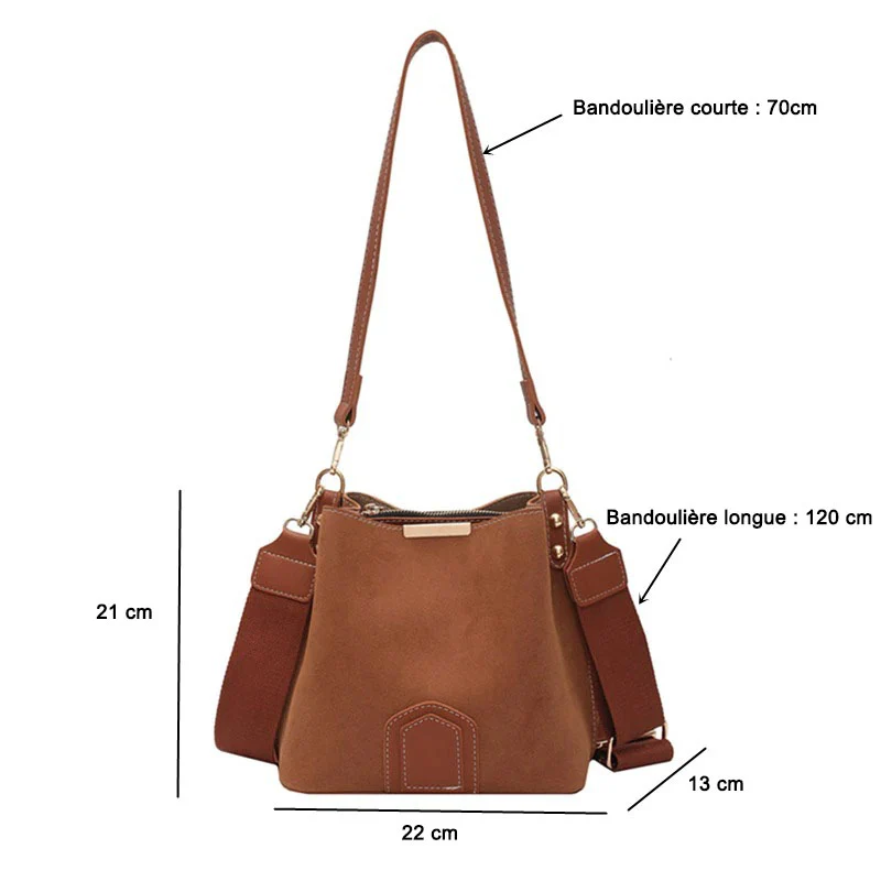 Sac seau daim camel