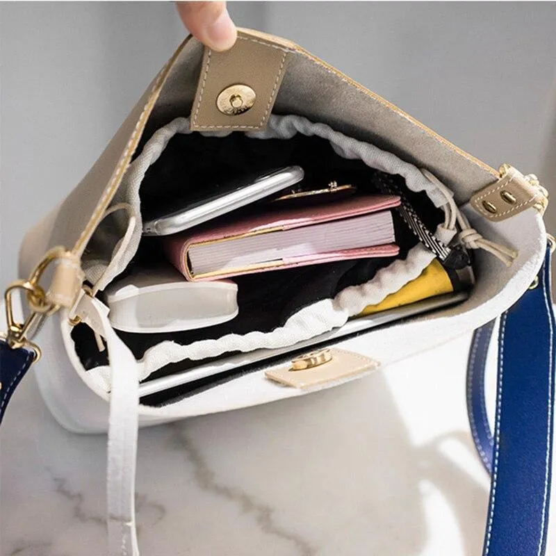 Sac seau triangle beige et blanc