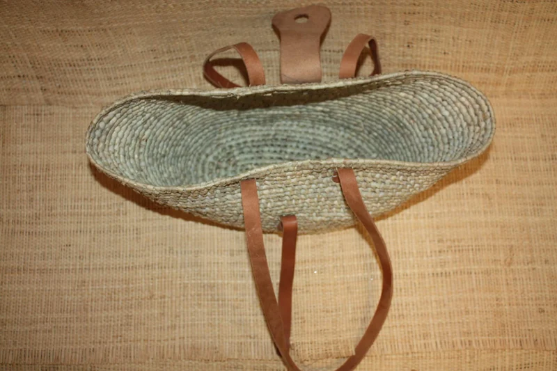 Superbe Panier Anses Longues Cuir Naturel - Sac Paille Plage été Cabas marchés courses