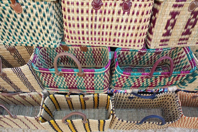 Grand Panier XXL Solide en Osier - Idéal pour le Marché, les Courses et la Plage - Tressé à la Main