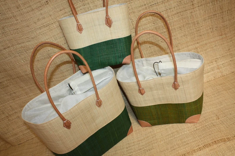 Panier Vert & Naturel - Pochon Tissu Sac Cabas Léger - 3 TAILLES - Marché, courses, plage...