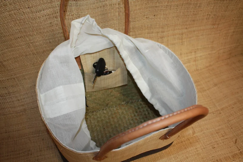 Panier Noir & Naturel - Pochon Tissu Sac Cabas Léger - 3 TAILLES - Marché, courses, plage...