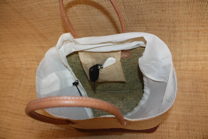 Panier Bordeaux & Naturel - Pochon Tissu Sac Cabas Léger - 3 TAILLES - Marché, courses, plage...
