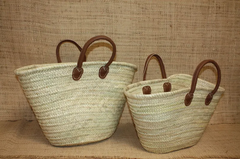 Cabas en Osier VEGAN : Parfait pour vos Courses ! Panier en Rotin pour le Marché & Sac de Plage en Paille ! Tressé en PALMIER + Anses Vegan