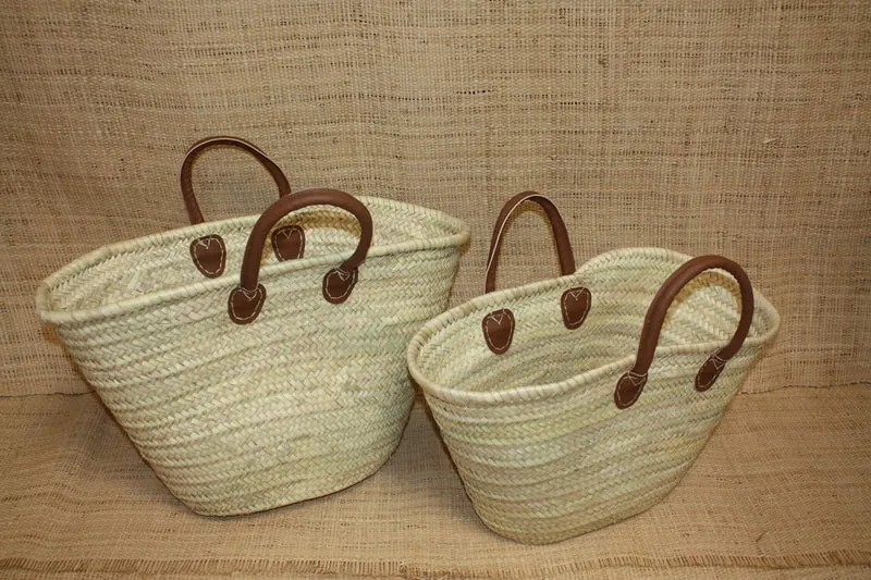 Cabas en Osier VEGAN : Parfait pour vos Courses ! Panier en Rotin pour le Marché & Sac de Plage en Paille ! Tressé en PALMIER + Anses Vegan