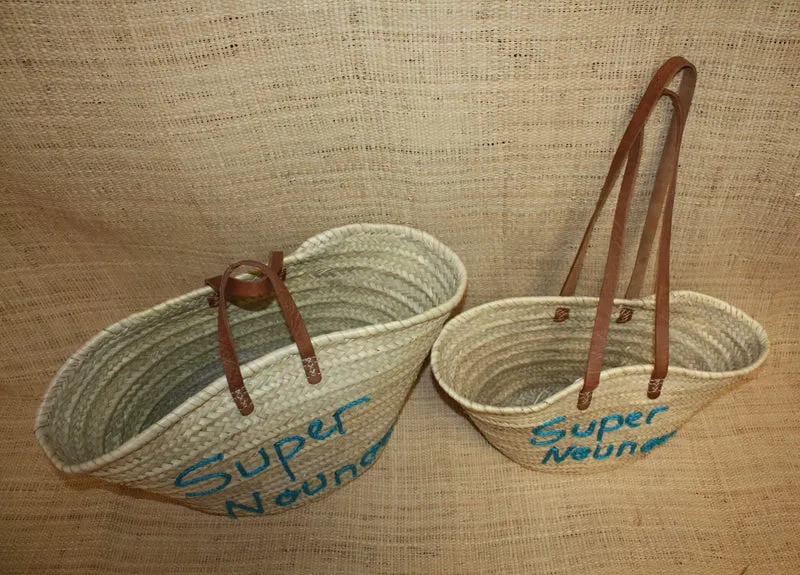 Panier personnalisé SUPER NOUNOU - Cabas de marché, sac de plage, 100% Naturel