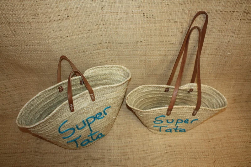 Panier personnalisé SUPER TATA - Cabas de marché, sac de plage, 100% Naturel