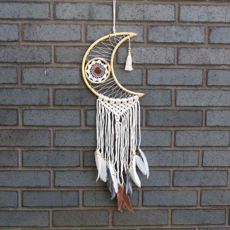 Attrape-Rêve Protection - Petite Lune Macramé Pastel
