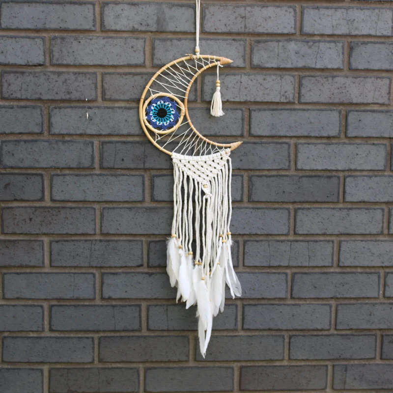 Attrape-Rêve Protection - Petite Lune Macramé Pastel