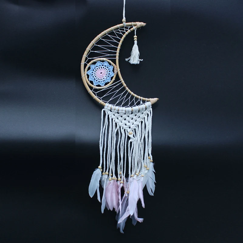 Attrape-Rêve Protection - Petite Lune Macramé Pastel