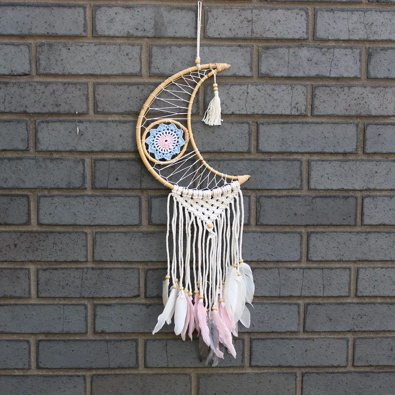 Attrape-Rêve Protection - Petite Lune Macramé Pastel