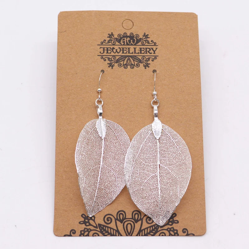 Boucles d'Oreilles en Argent - Feuilles Gouttes - Argenté