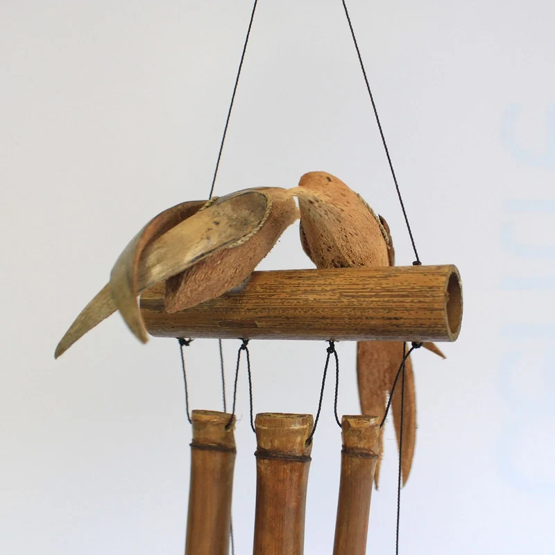 Carillons à vent 2 oiseaux en noix de coco