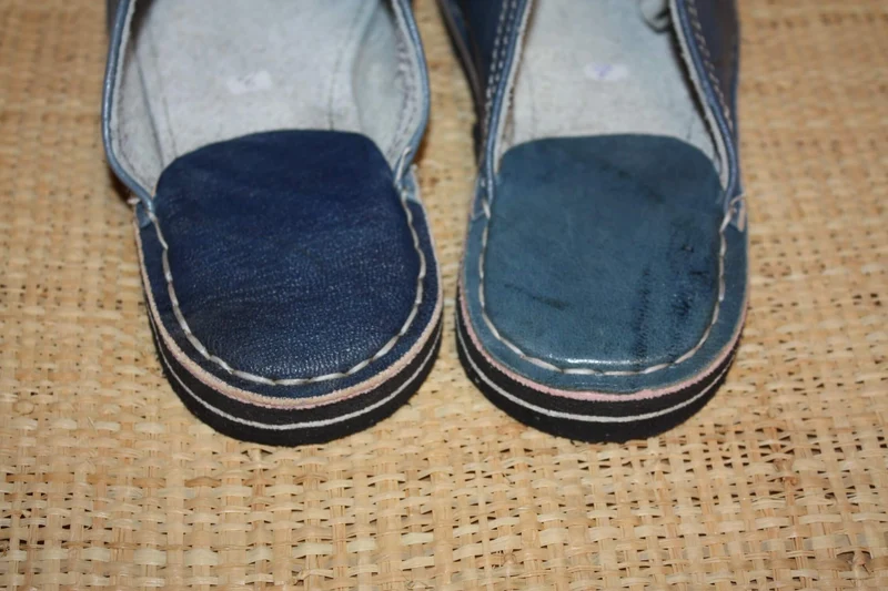 Babouches en cuir, chaussons en cuir, mules en cuir - BLEU - confortables, facile à enfiler, artisanales - Homme & Femme - Du 36 au 45 !
