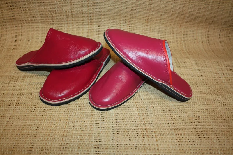 BABOUCHES Femme en cuir coloris ROSE - Fabrication Berbères 100% ARTISANALE - Du 35 au 42 !