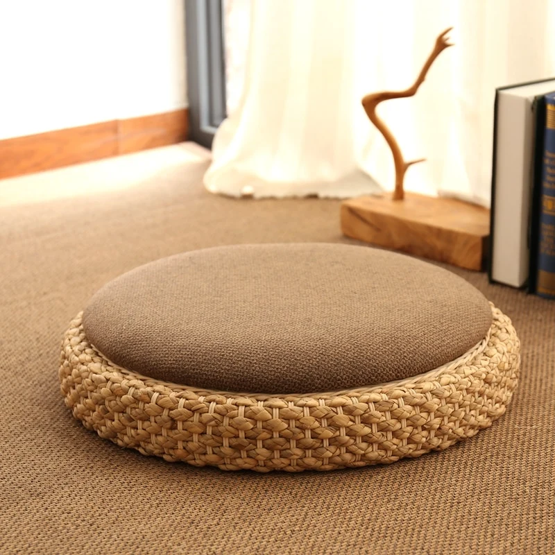 Pouf en Rotin & Tissu | THÉA