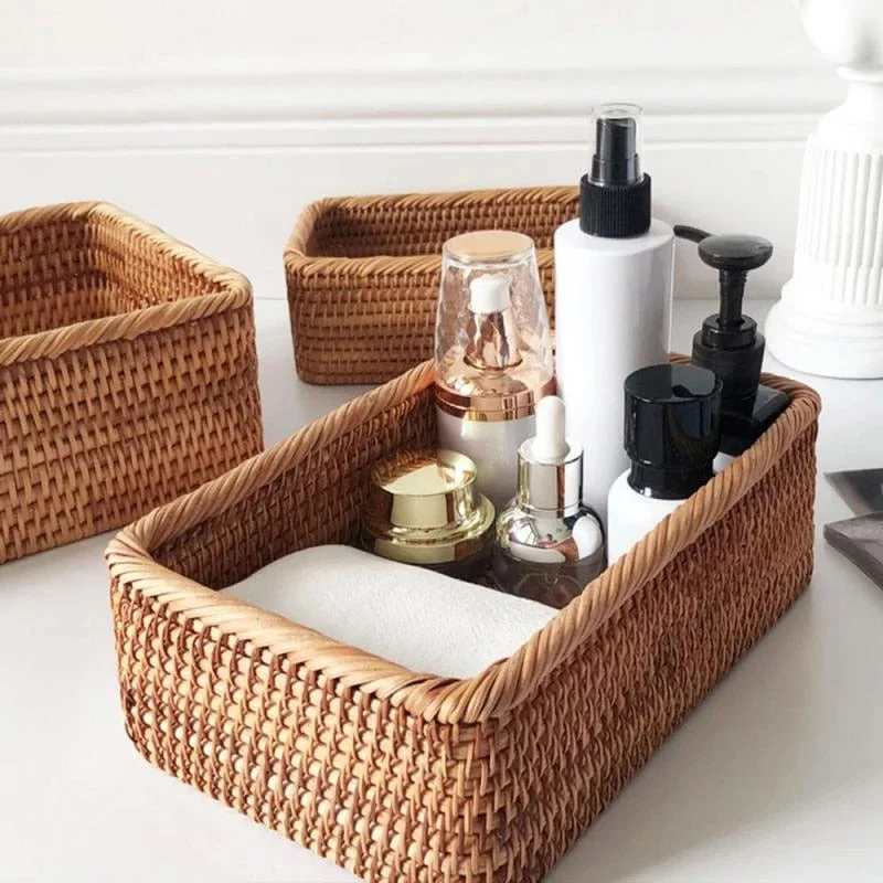Panier en Rotin de Salle de Bain