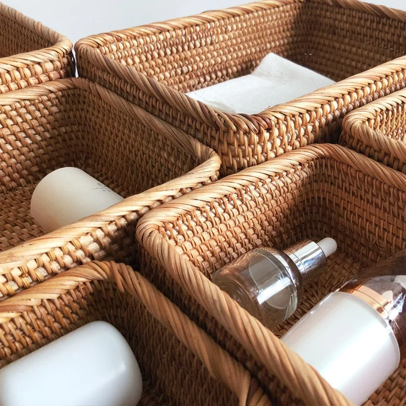 Panier en Rotin de Salle de Bain