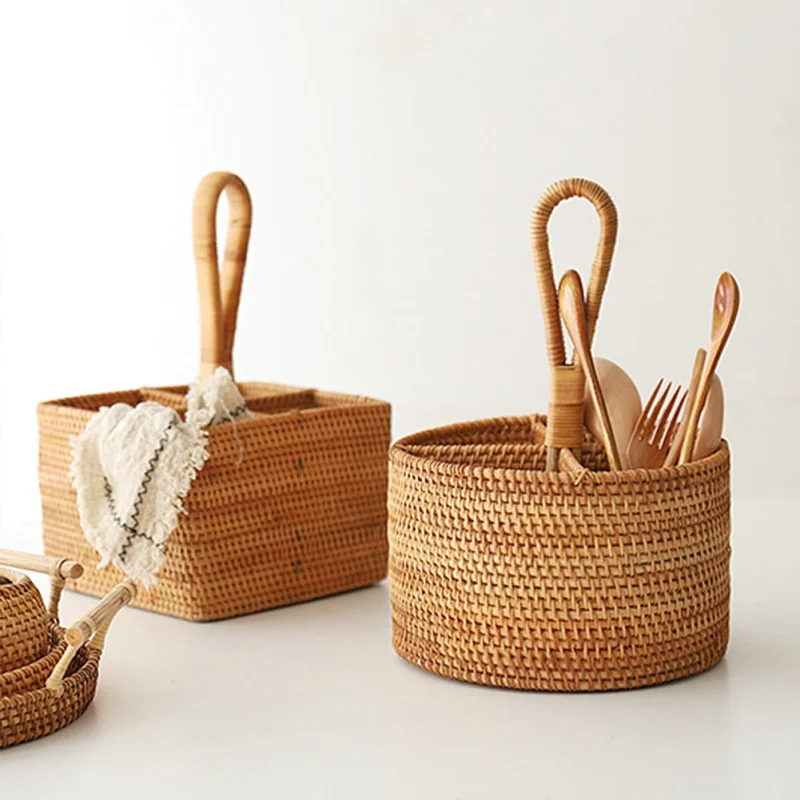 Panier à Couverts en Rotin