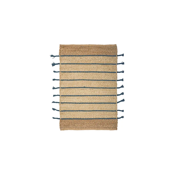 Didim - Tapis en jute et coton bleues 80x60 cm