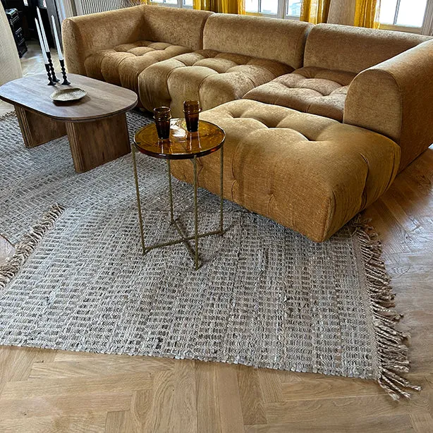 Altay - Tapis en cuir recyclé. jute et coton avec franges 90x150 cm